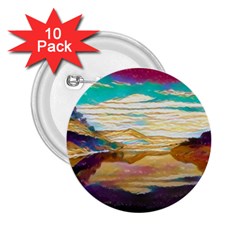 Vibrant Sunset Over Serene Lake 2 25  Buttons (10 Pack)  by ExtraGoodSauce