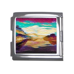 Vibrant Sunset Over Serene Lake Mega Link Italian Charm (18mm)