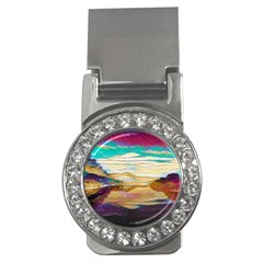 Vibrant Sunset Over Serene Lake Money Clips (cz)  by ExtraGoodSauce