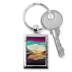 Vibrant Sunset Over Serene Lake Key Chain (rectangle) by ExtraGoodSauce