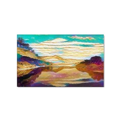 Vibrant Sunset Over Serene Lake Sticker (rectangular) by ExtraGoodSauce