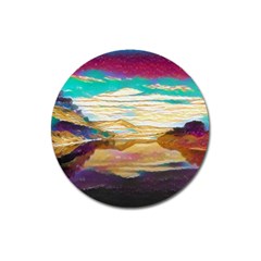 Vibrant Sunset Over Serene Lake Magnet 3  (round) by ExtraGoodSauce