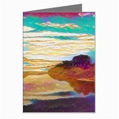 Vibrant Sunset Over Serene Lake Greeting Card by ExtraGoodSauce