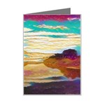 Vibrant Sunset Over Serene Lake Mini Greeting Card Left