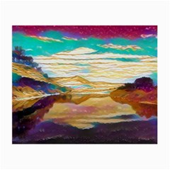 Vibrant Sunset Over Serene Lake Small Glasses Cloth by ExtraAwesomeSauce