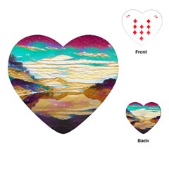 Vibrant Sunset Over Serene Lake Playing Cards Single Design (heart)