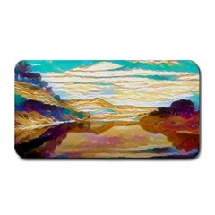 Vibrant Sunset Over Serene Lake Medium Bar Mat by ExtraGoodSauce