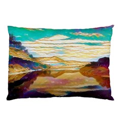 Vibrant Sunset Over Serene Lake Pillow Case by ExtraGoodSauce