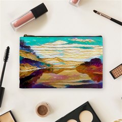 Vibrant Sunset Over Serene Lake Cosmetic Bag (medium) by ExtraGoodSauce