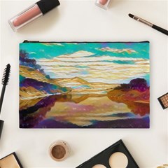 Vibrant Sunset Over Serene Lake Cosmetic Bag (large) by ExtraGoodSauce