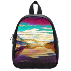 Vibrant Sunset Over Serene Lake School Bag (small) by ExtraGoodSauce