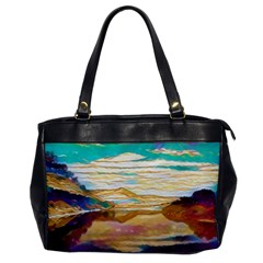 Vibrant Sunset Over Serene Lake Oversize Office Handbag by ExtraAwesomeSauce