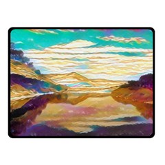 Vibrant Sunset Over Serene Lake Fleece Blanket (small) by ExtraAwesomeSauce