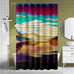 Vibrant Sunset Over Serene Lake Shower Curtain 48  X 72  (small)  by ExtraAwesomeSauce