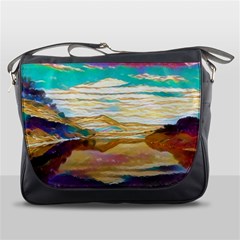 Vibrant Sunset Over Serene Lake Messenger Bag by ExtraGoodSauce