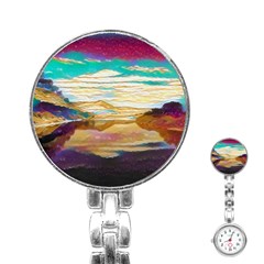 Vibrant Sunset Over Serene Lake Stainless Steel Nurses Watch by ExtraGoodSauce