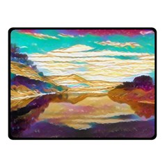 Vibrant Sunset Over Serene Lake Two Sides Fleece Blanket (small) by ExtraGoodSauce