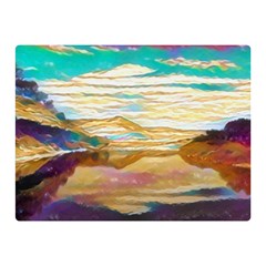 Vibrant Sunset Over Serene Lake Two Sides Premium Plush Fleece Blanket (mini) by ExtraAwesomeSauce