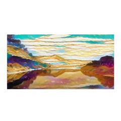 Vibrant Sunset Over Serene Lake Satin Wrap 35  X 70  by ExtraGoodSauce