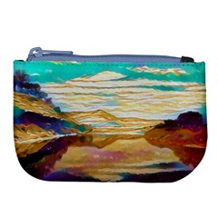 Vibrant Sunset Over Serene Lake Large Coin Purse by ExtraGoodSauce