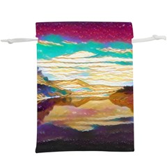 Vibrant Sunset Over Serene Lake Lightweight Drawstring Pouch (xl) by ExtraGoodSauce