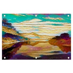 Vibrant Sunset Over Serene Lake Banner And Sign 6  X 4  by ExtraGoodSauce