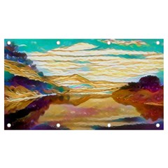 Vibrant Sunset Over Serene Lake Banner And Sign 7  X 4  by ExtraGoodSauce