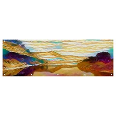 Vibrant Sunset Over Serene Lake Banner And Sign 12  X 4  by ExtraGoodSauce