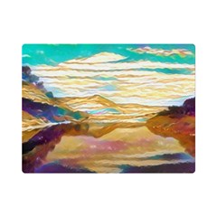 Vibrant Sunset Over Serene Lake Premium Plush Fleece Blanket (mini) by ExtraGoodSauce