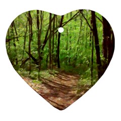 Peaceful Green Forest Walk Ornament (heart)