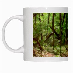 Peaceful Green Forest Walk White Mug by ExtraGoodSauce