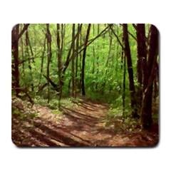 Peaceful Green Forest Walk Large Mousepad by ExtraGoodSauce