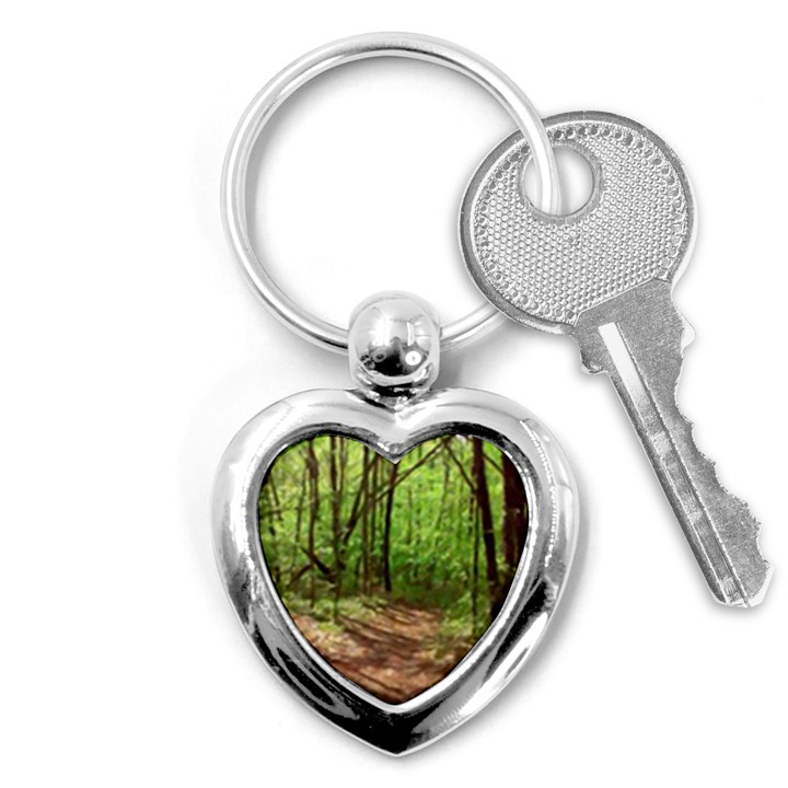 Peaceful Green Forest Walk Key Chain (Heart)