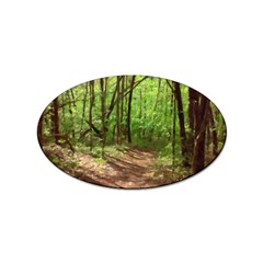 Peaceful Green Forest Walk Sticker (oval) by ExtraGoodSauce