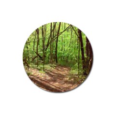 Peaceful Green Forest Walk Magnet 3  (round) by ExtraGoodSauce