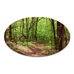 Peaceful Green Forest Walk Oval Magnet by ExtraGoodSauce