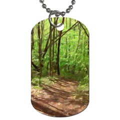 Peaceful Green Forest Walk Dog Tag (one Side) by ExtraGoodSauce