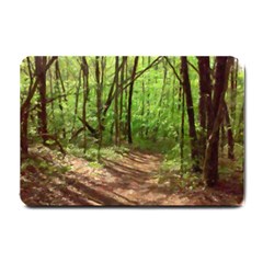 Peaceful Green Forest Walk Small Doormat by ExtraGoodSauce