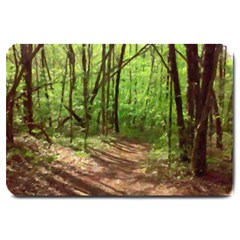 Peaceful Green Forest Walk Large Doormat by ExtraGoodSauce