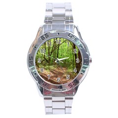 Peaceful Green Forest Walk Stainless Steel Analogue Watch by ExtraGoodSauce