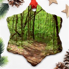 Peaceful Green Forest Walk Ornament (snowflake)