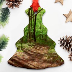 Peaceful Green Forest Walk Christmas Tree Ornament (two Sides) by ExtraGoodSauce