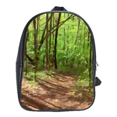 Peaceful Green Forest Walk School Bag (xl) by ExtraGoodSauce