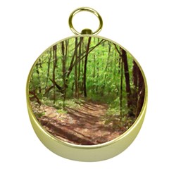 Peaceful Green Forest Walk Gold Compasses by ExtraGoodSauce