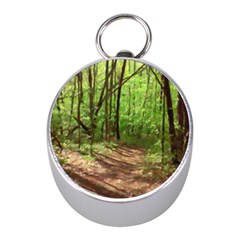 Peaceful Green Forest Walk Mini Silver Compasses by ExtraAwesomeSauce