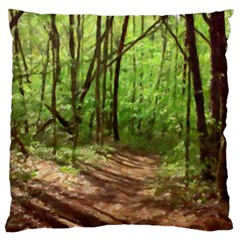 Peaceful Green Forest Walk Standard Premium Plush Fleece Cushion Case (one Side) by ExtraGoodSauce