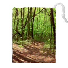 Peaceful Green Forest Walk Drawstring Pouch (4xl) by ExtraGoodSauce