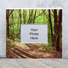 Peaceful Green Forest Walk White Wall Photo Frame 5  X 7  by ExtraGoodSauce