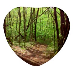 Peaceful Green Forest Walk Heart Glass Fridge Magnet (4 Pack) by ExtraGoodSauce