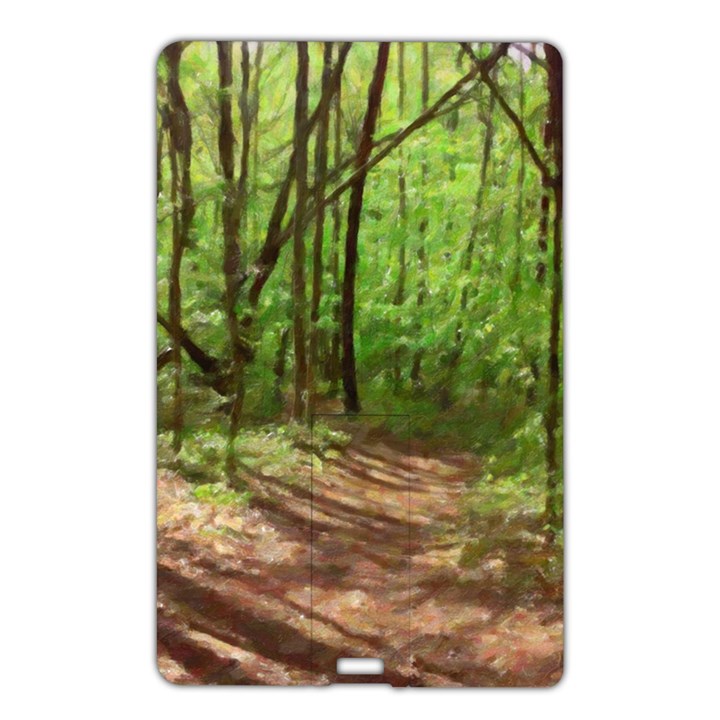 Peaceful Green Forest Walk Name Card Style USB Flash Drive